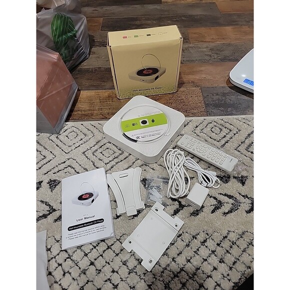 Wall Mountable CD PLAYER Music & FM Radio Bluetooth USB Remote White NEW Listbin - Picture 4 of 14